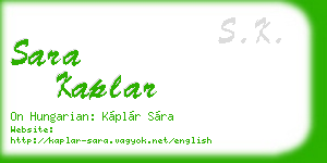 sara kaplar business card